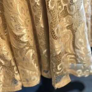 champagne lace dress with satin sash. Size  XL